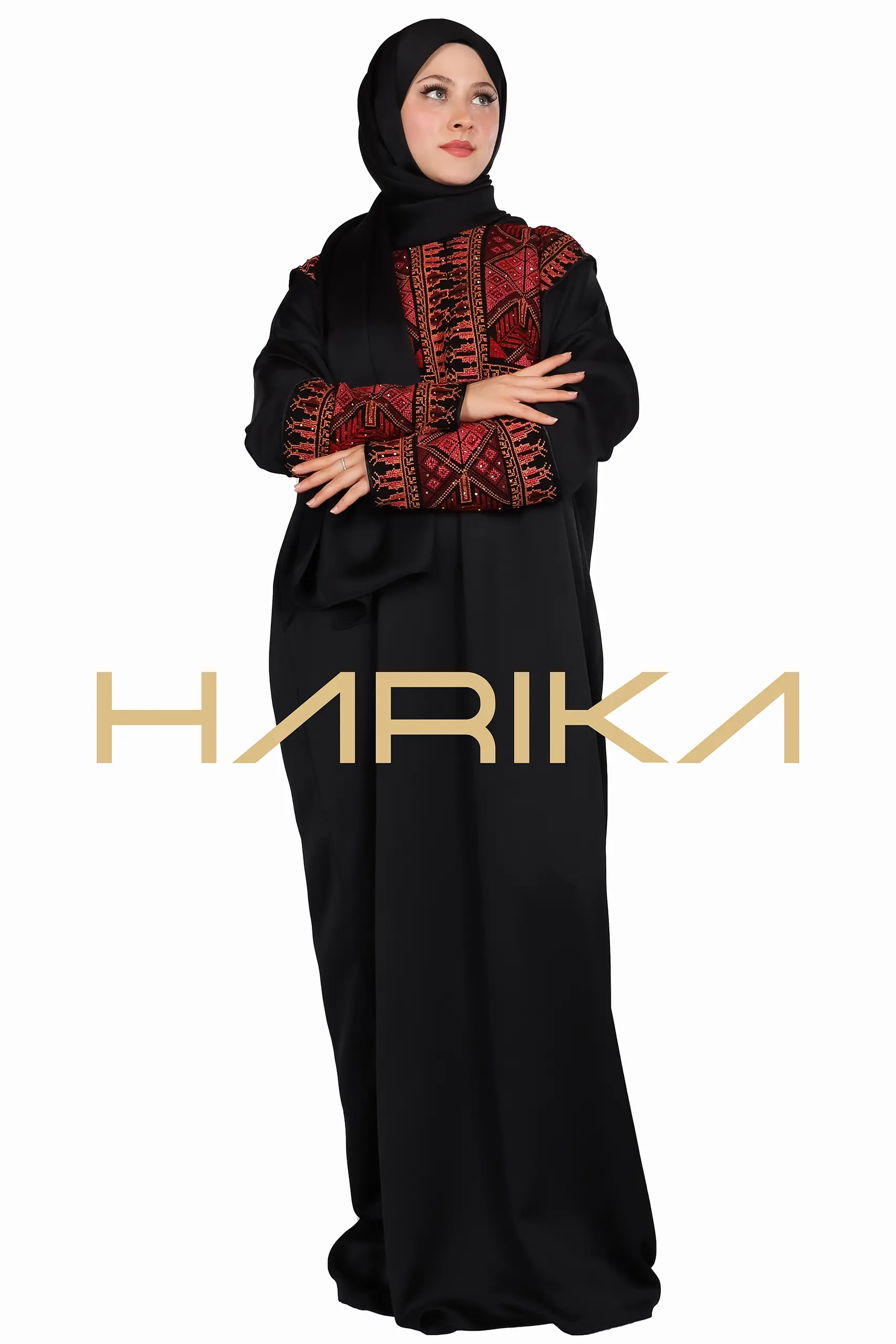 Islamic style prayer abaya with embellishments on the chest and sleeves - Image 10