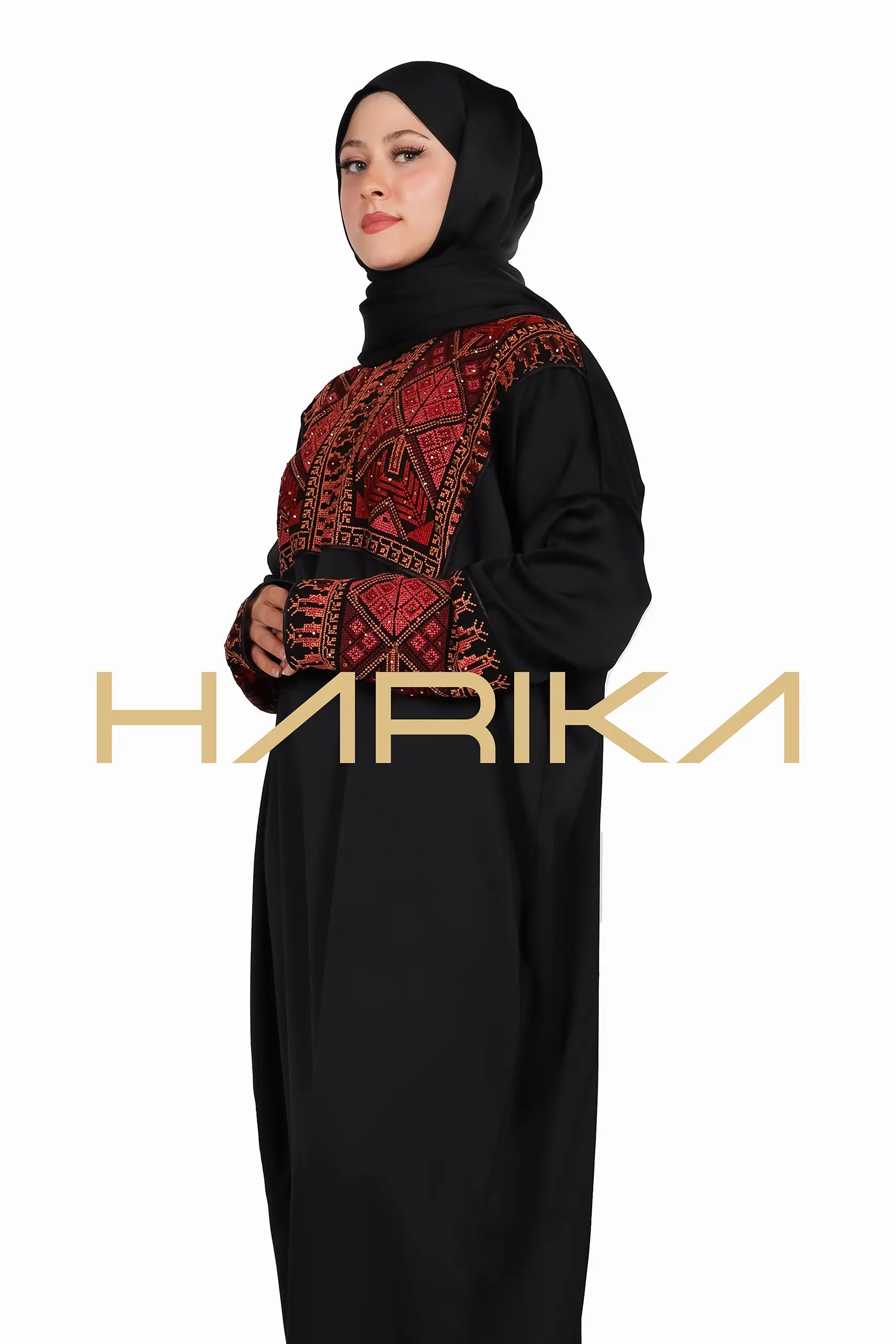 Islamic style prayer abaya with embellishments on the chest and sleeves - Image 6