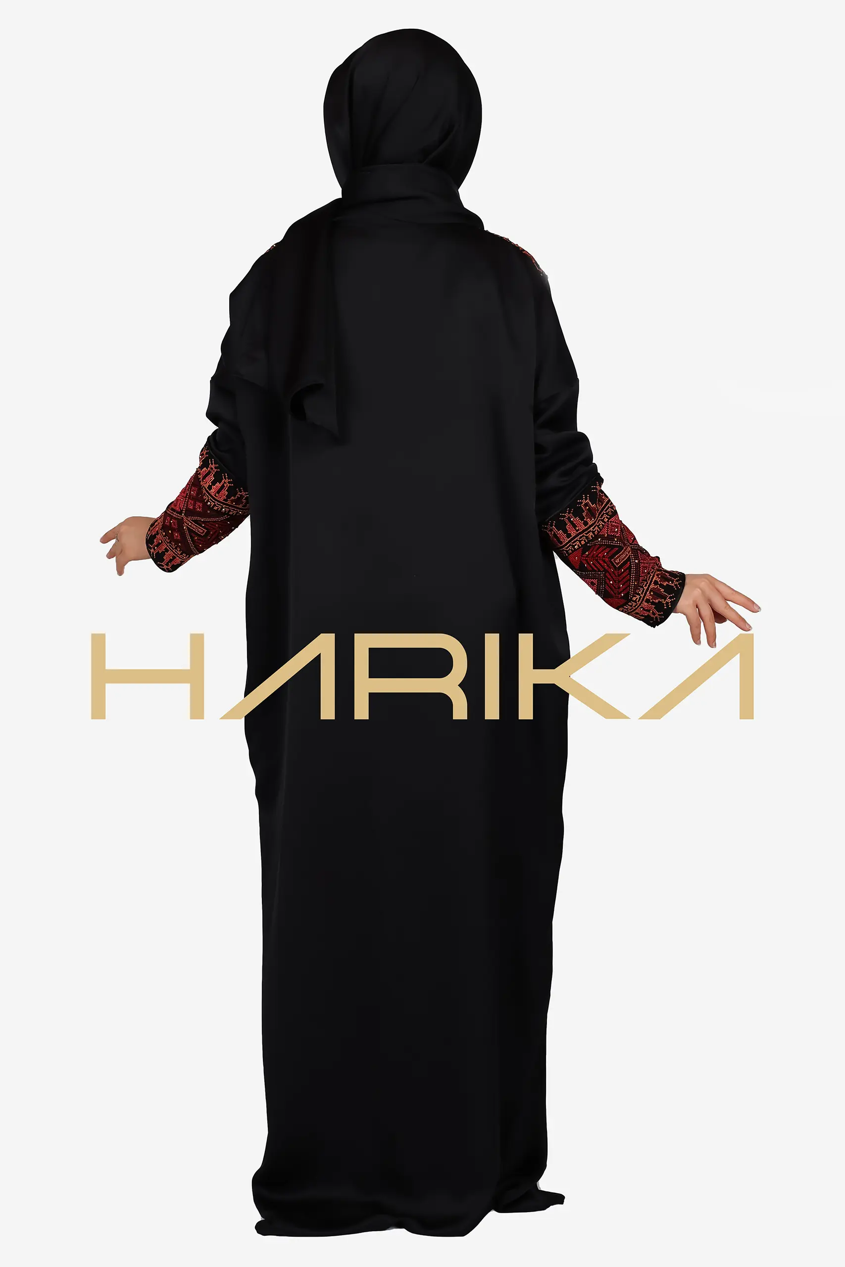Islamic style prayer abaya with embellishments on the chest and sleeves - Image 5
