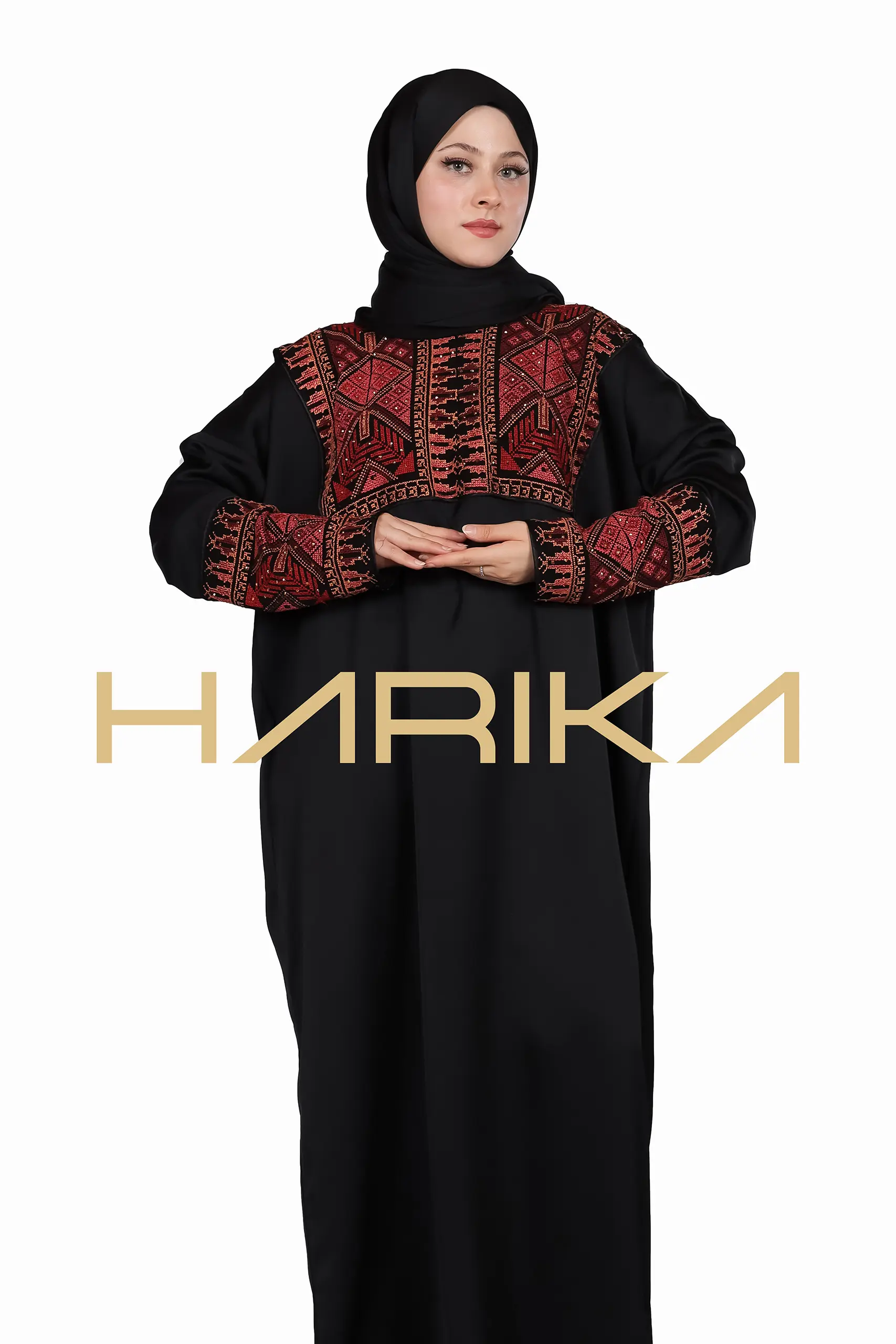 Islamic style prayer abaya with embellishments on the chest and sleeves - Image 4