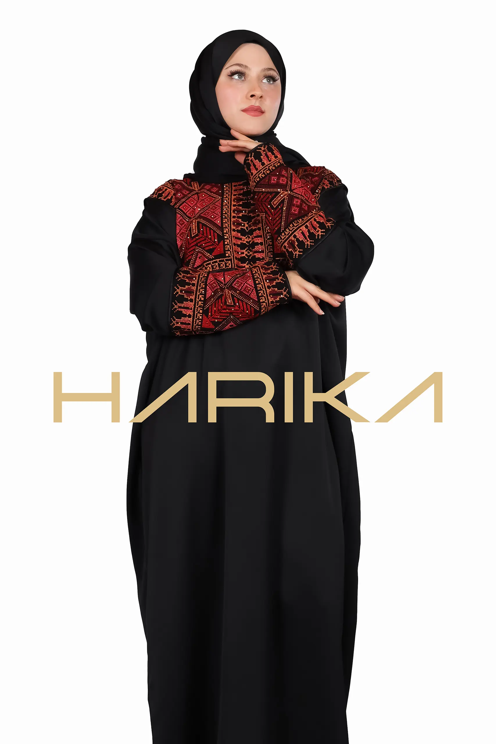 Islamic style prayer abaya with embellishments on the chest and sleeves - Image 2
