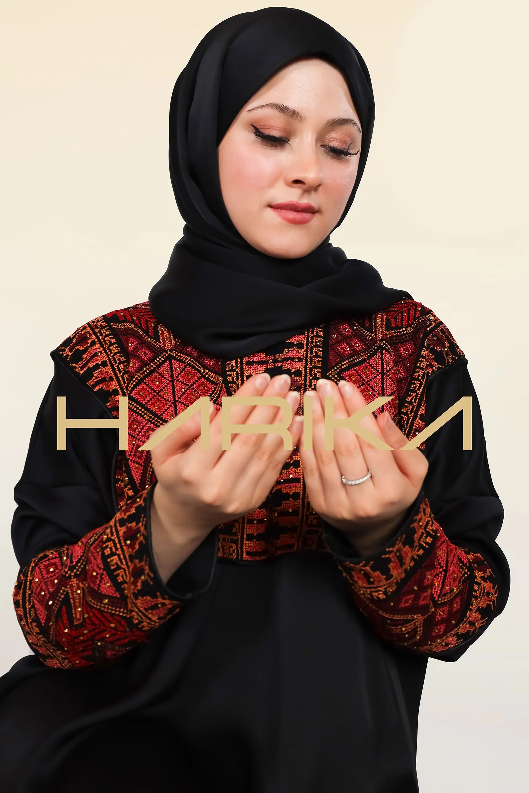 Islamic style prayer abaya with embellishments on the chest and sleeves - Image 11