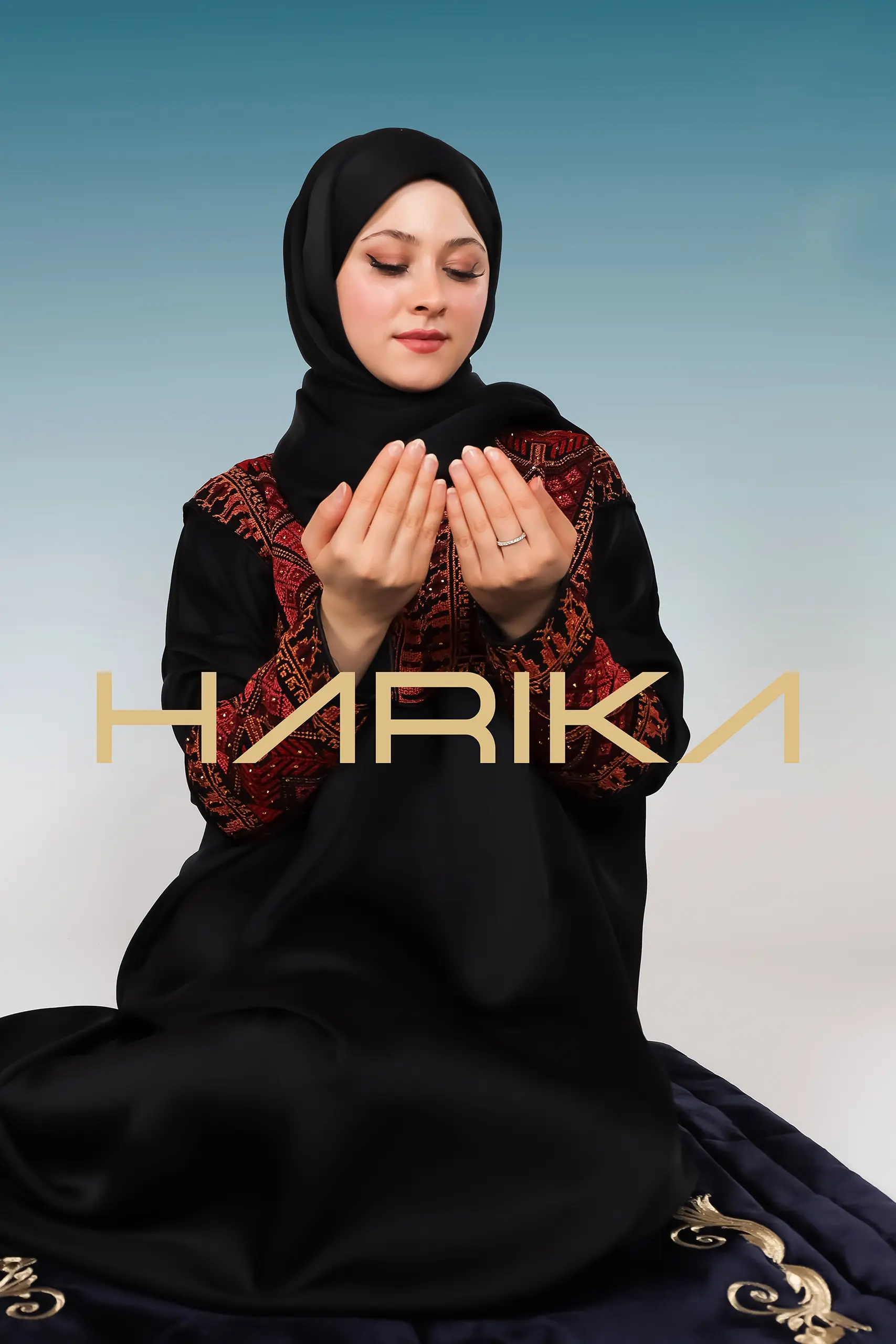 Islamic style prayer abaya with embellishments on the chest and sleeves - Image 12