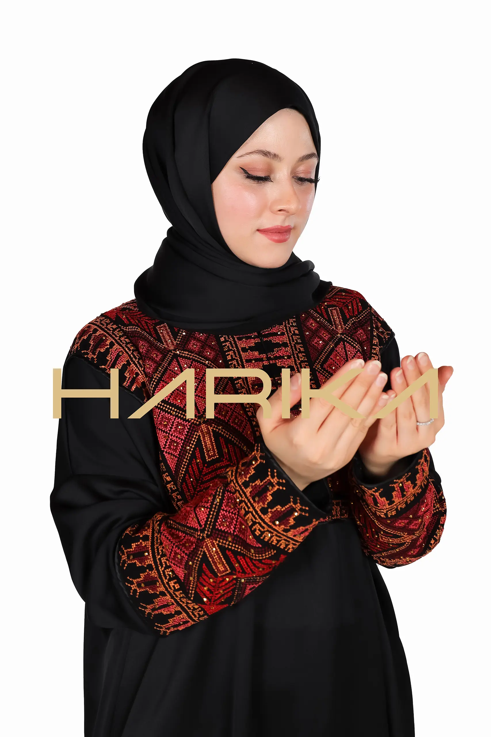 Islamic style prayer abaya with embellishments on the chest and sleeves - Image 13