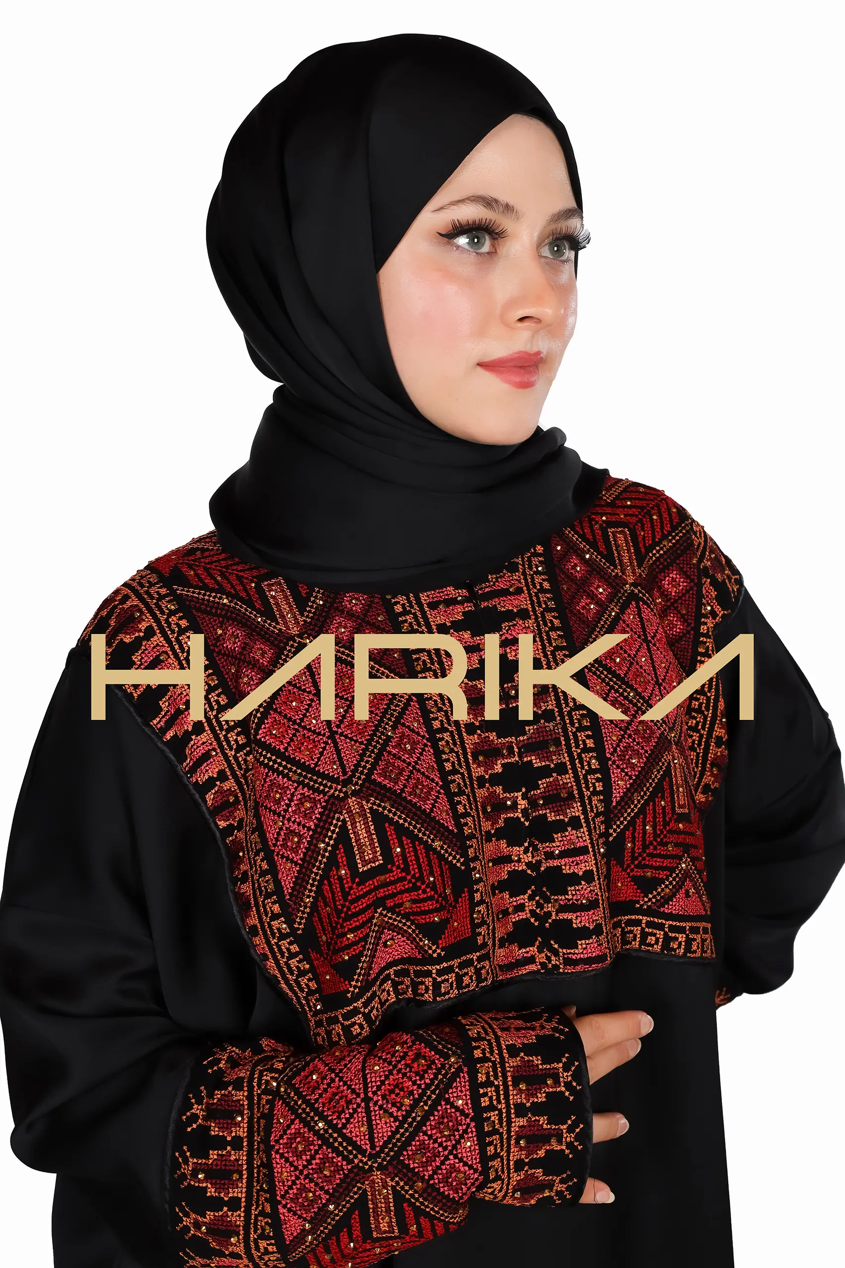 Islamic style prayer abaya with embellishments on the chest and sleeves - Image 15