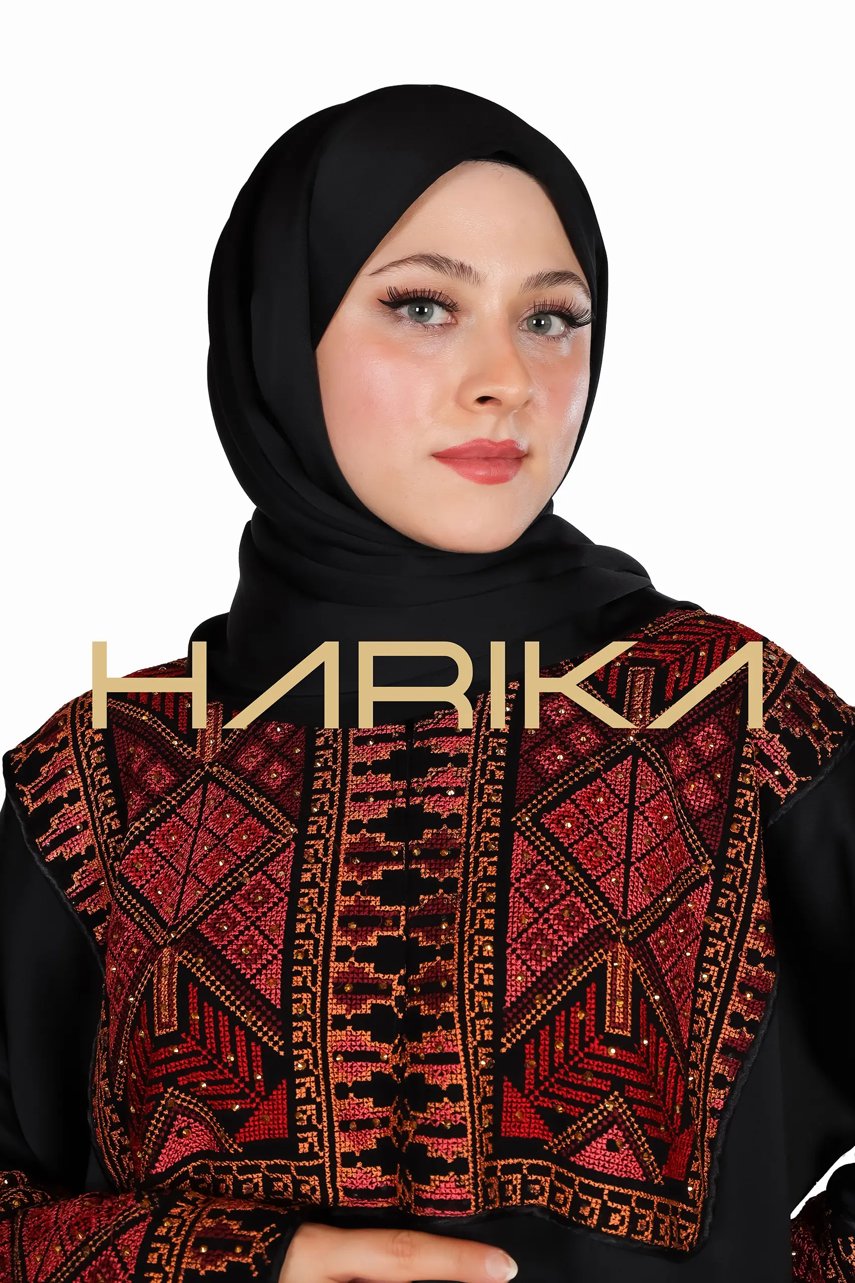 Islamic style prayer abaya with embellishments on the chest and sleeves - Image 8