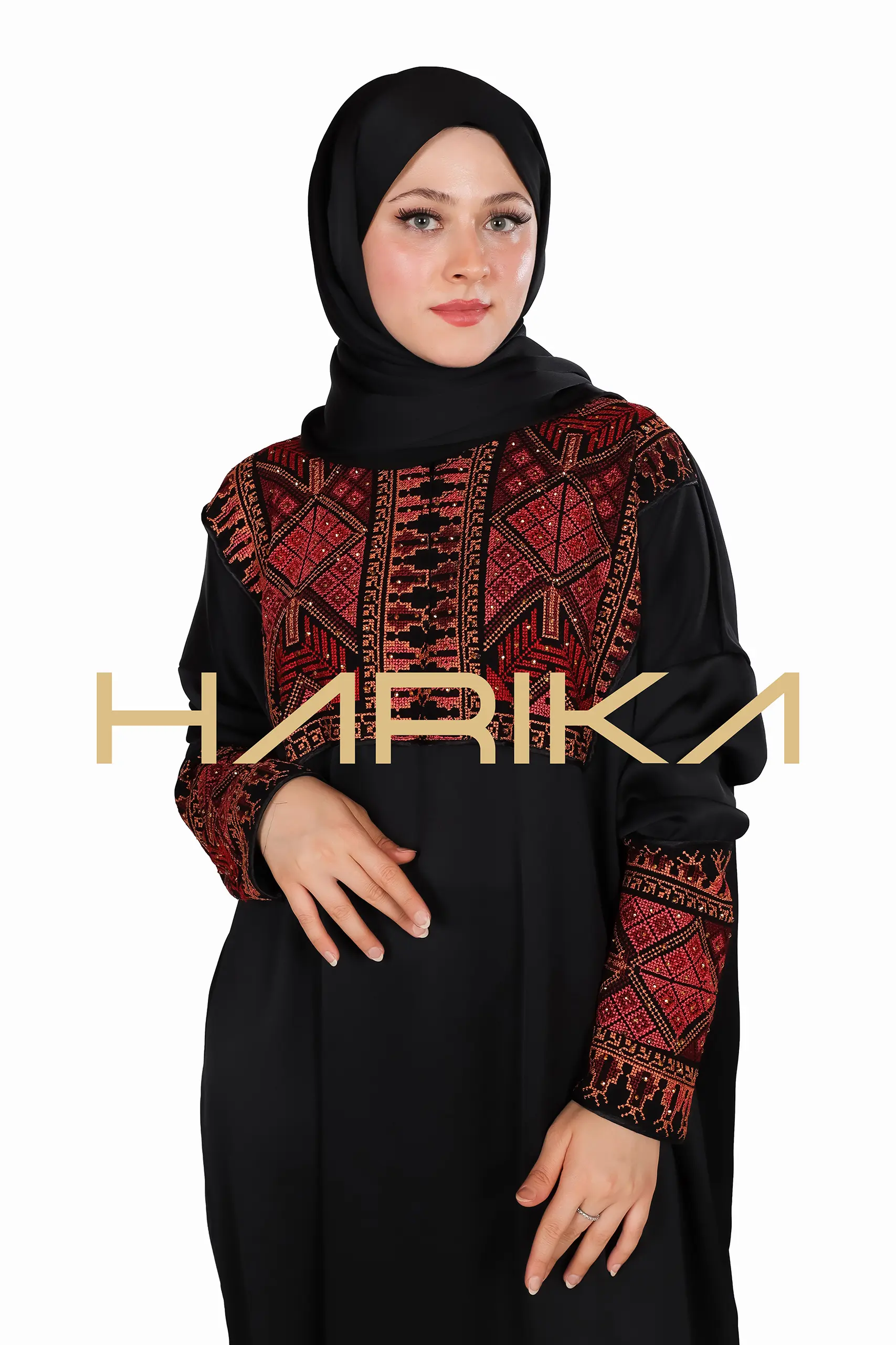 Islamic style prayer abaya with embellishments on the chest and sleeves - Image 7