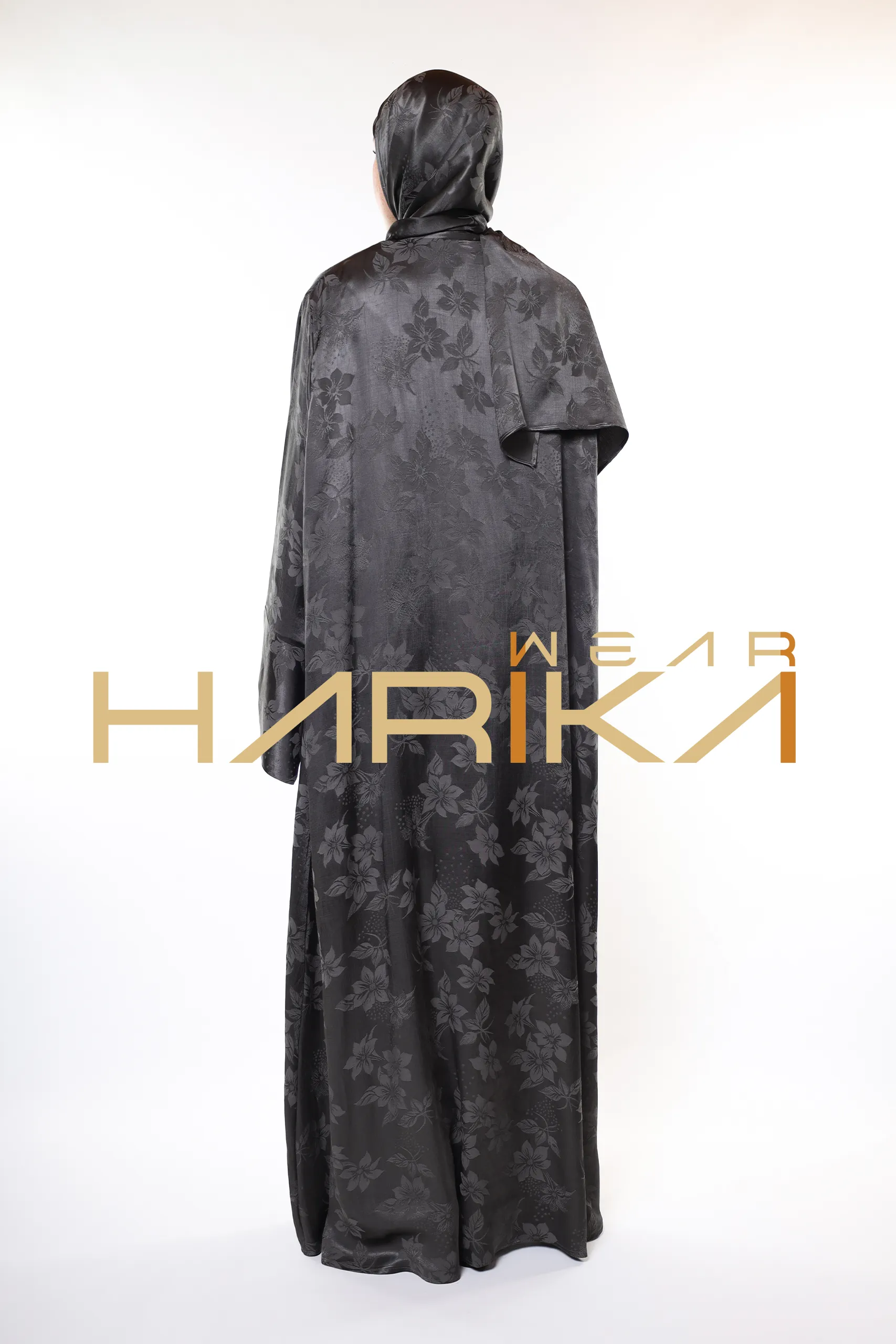 Royal Silk Prayer Dress – Silver Elegance and Sparkle with Floral Patterns (Shawl Gift) - Image 13