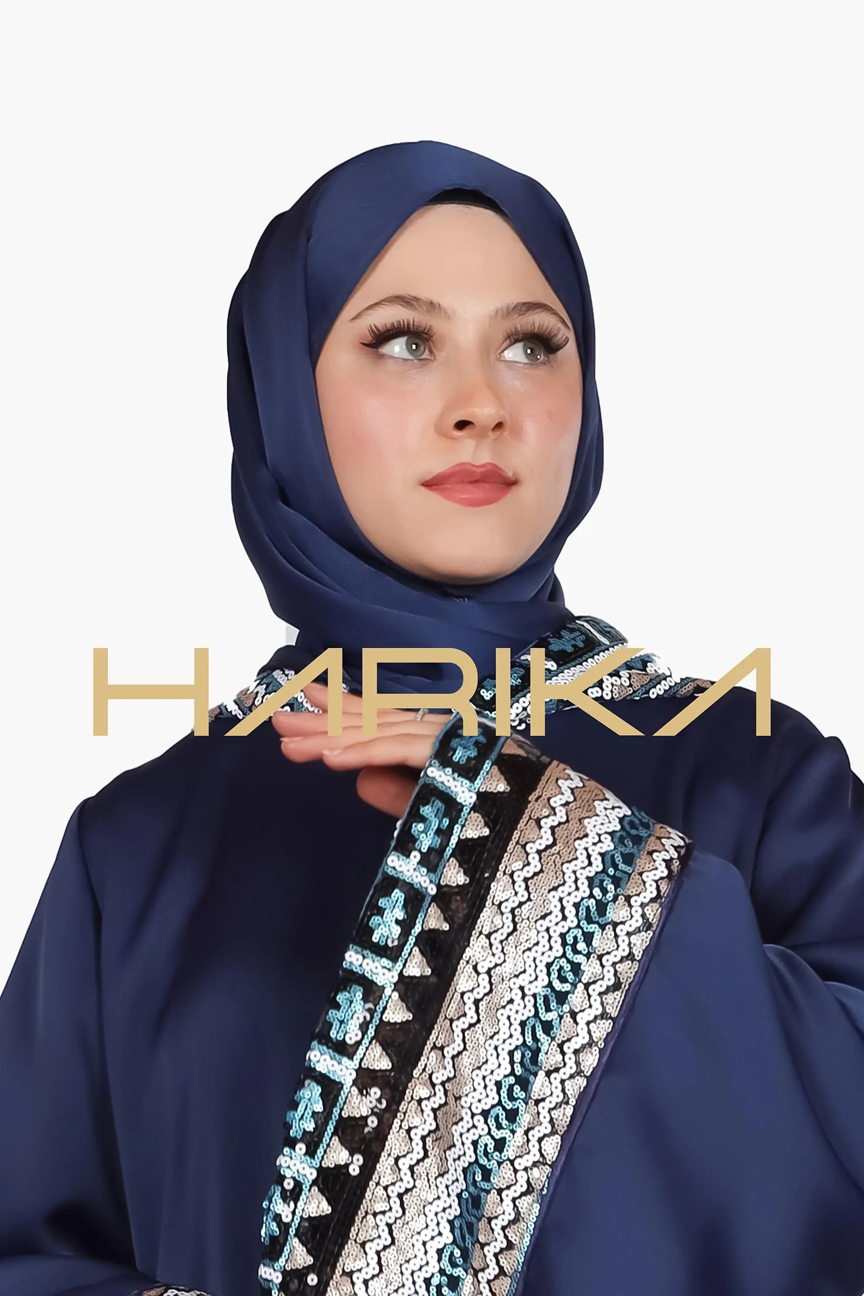 Blue Silk Crepe Shawl - Image 4
