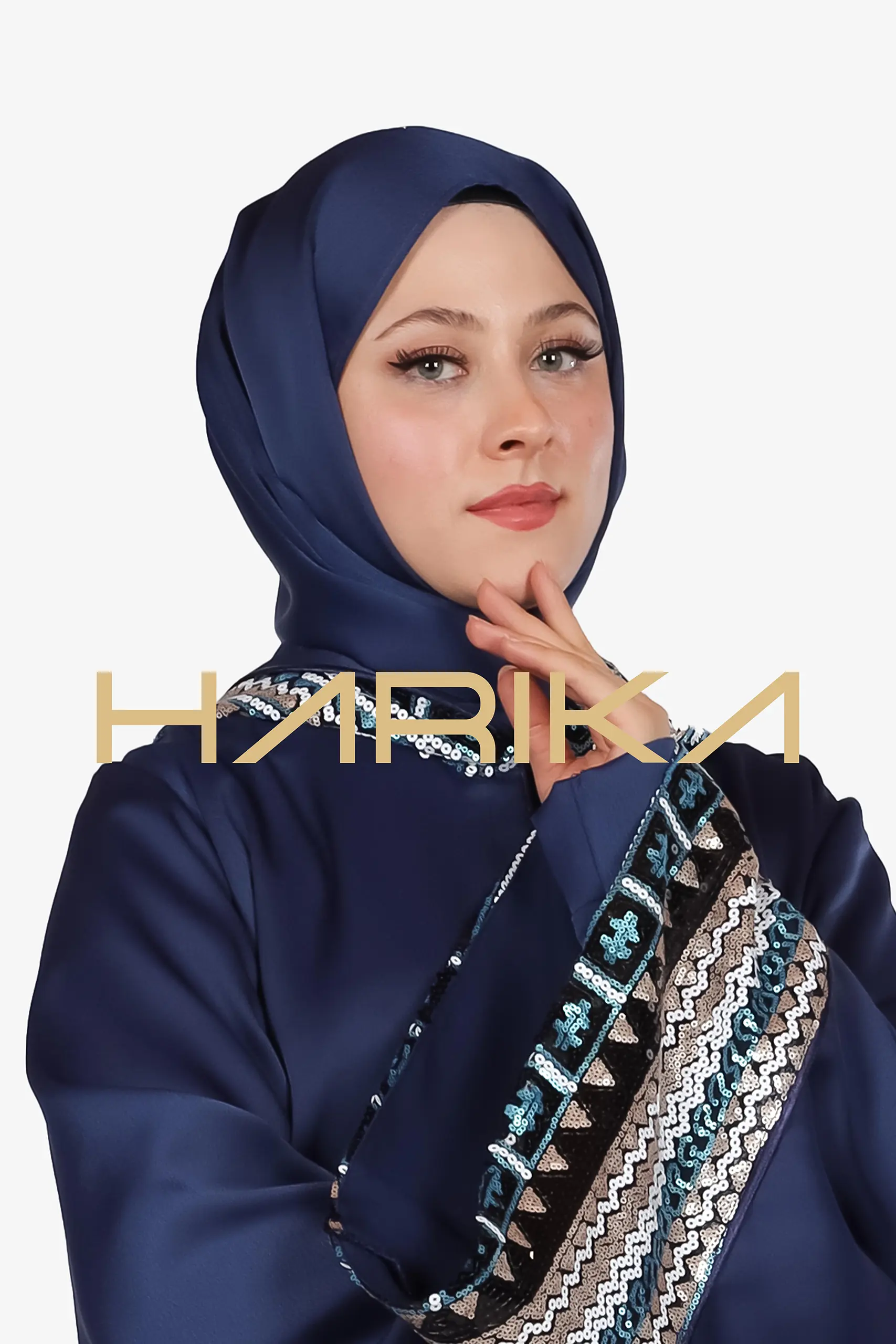 Blue Silk Crepe Shawl - Image 2