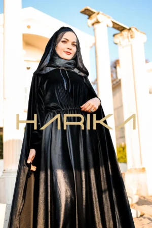 Velvet Dress with Hooded Abaya