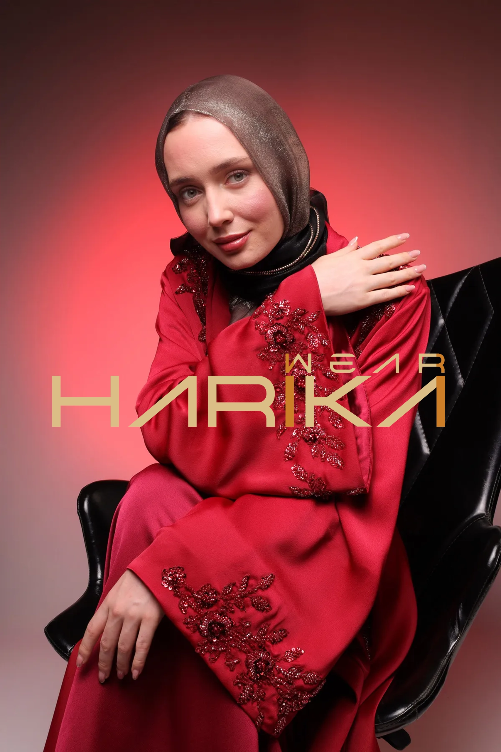 Crystal Embroidered Luxury 3 Piece Abaya Set (Abaya, dress and a belt) - Image 5