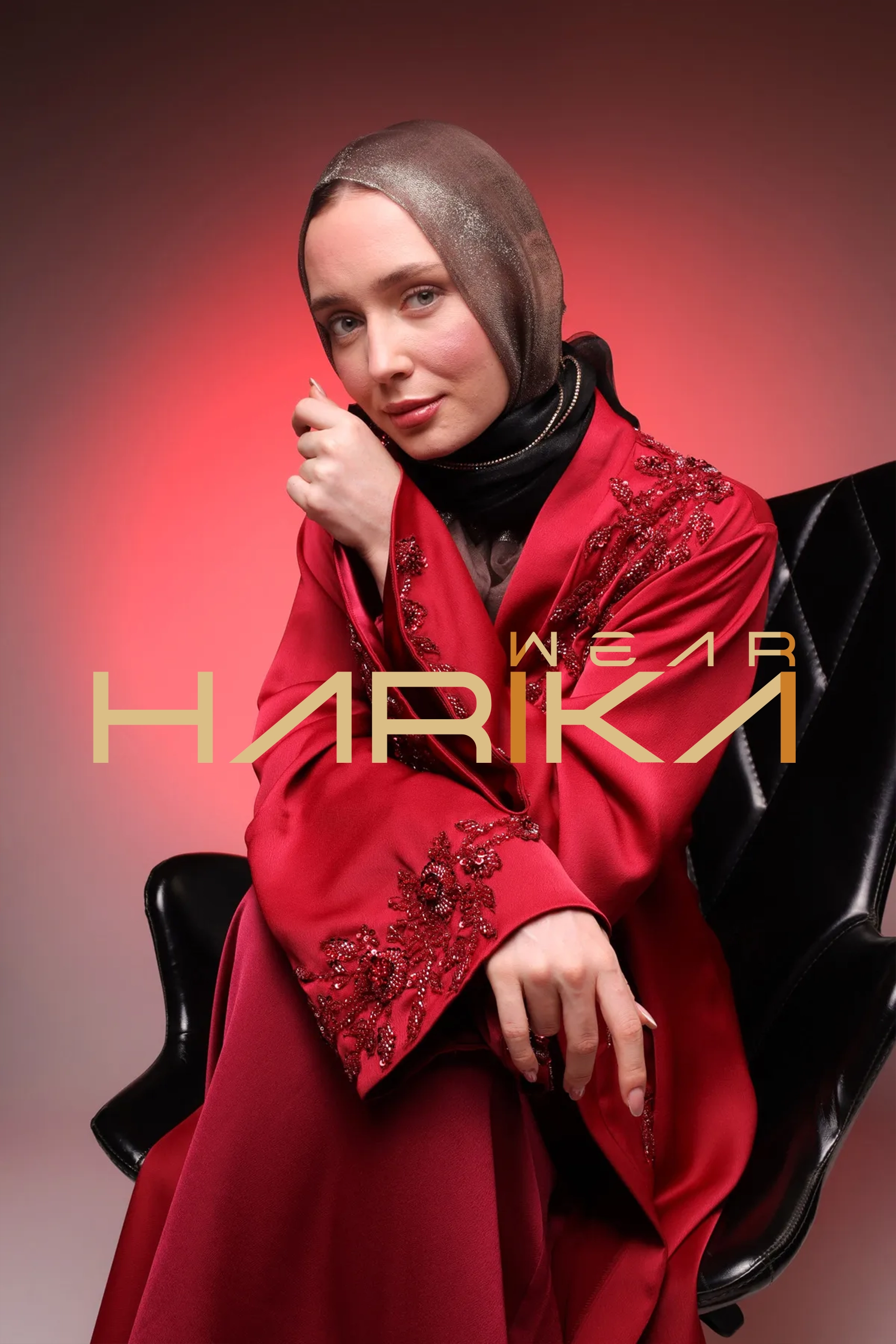 Crystal Embroidered Luxury 3 Piece Abaya Set (Abaya, dress and a belt) - Image 4