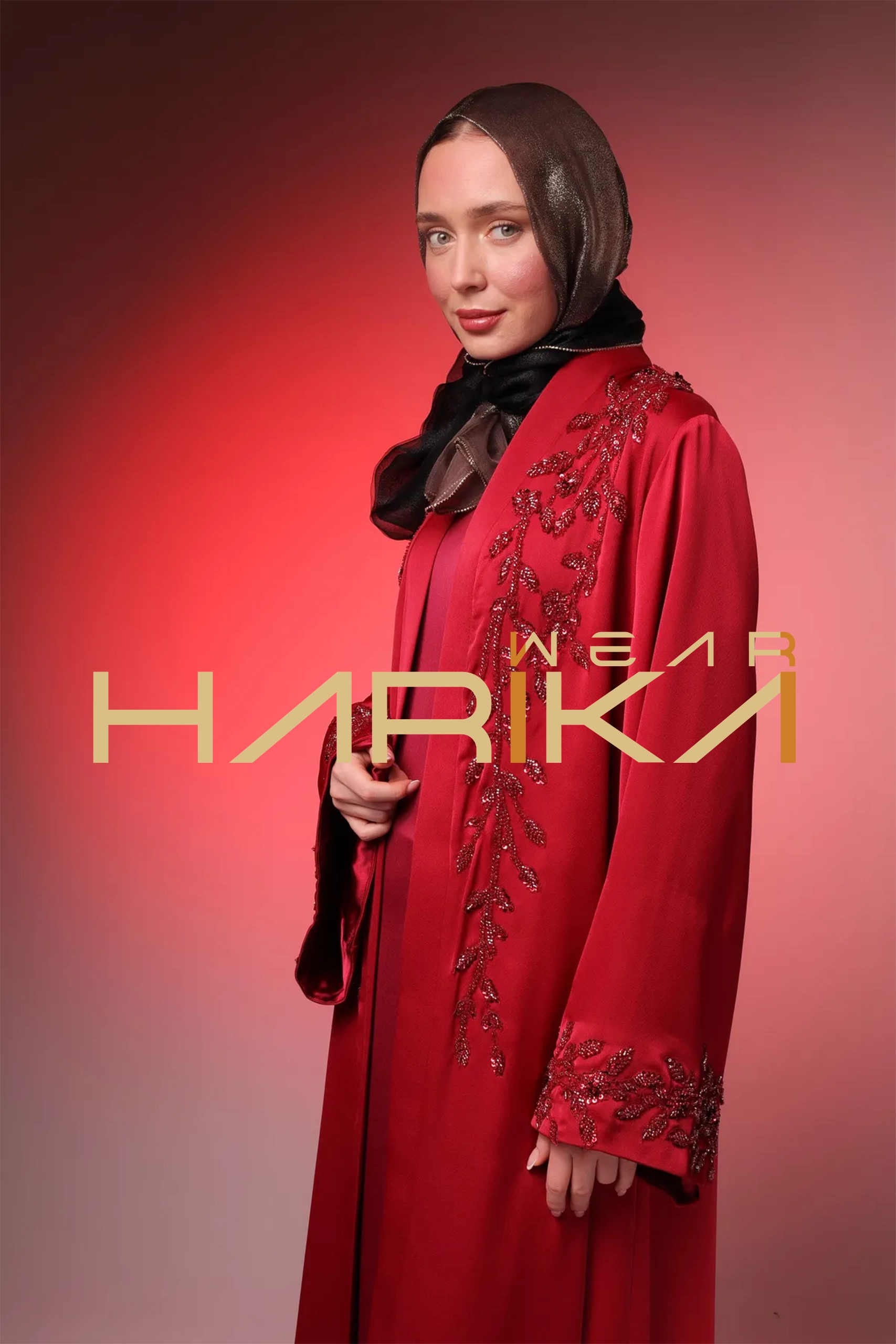Crystal Embroidered Luxury 3 Piece Abaya Set (Abaya, dress and a belt) - Image 8