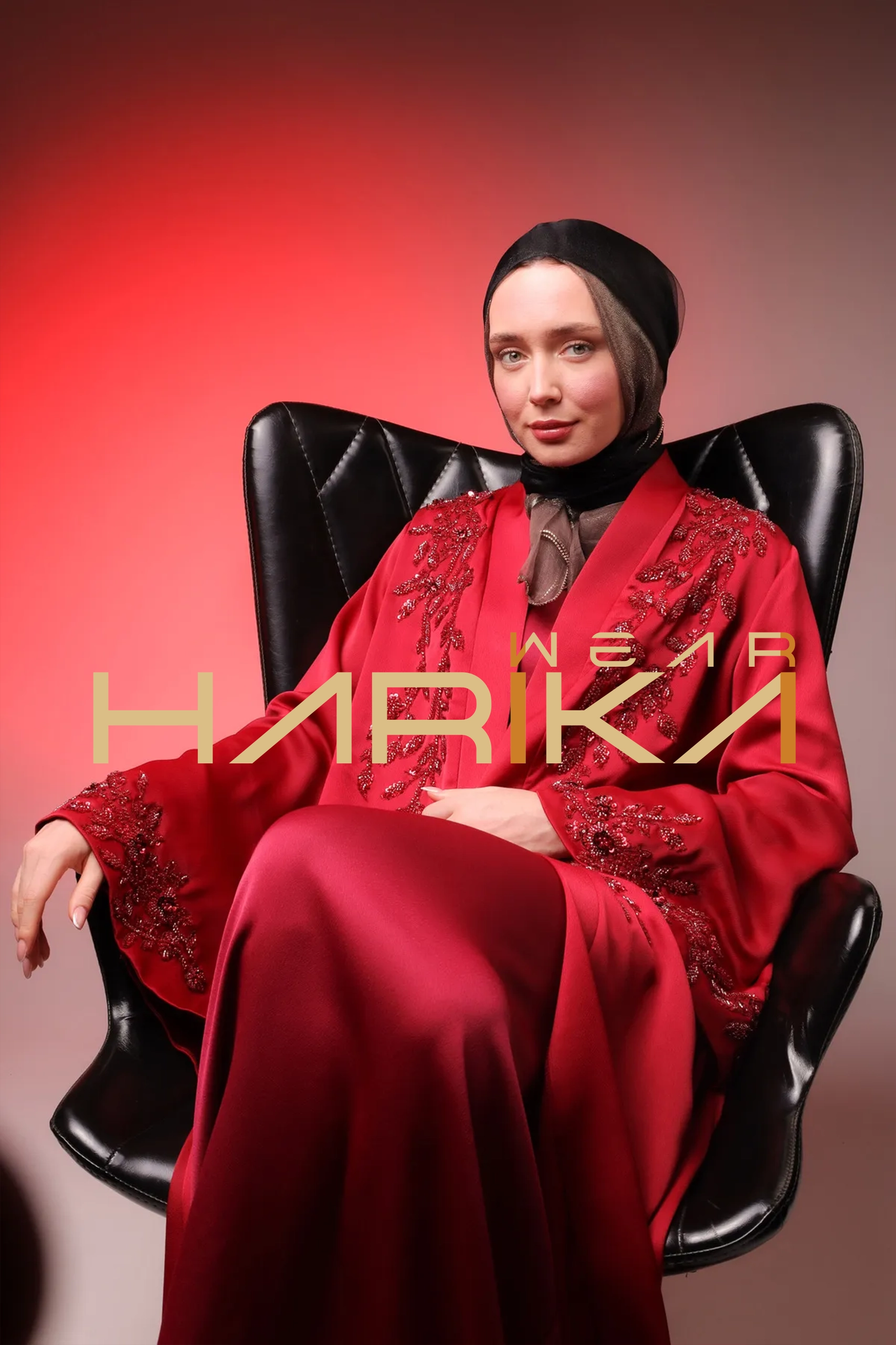 Crystal Embroidered Luxury 3 Piece Abaya Set (Abaya, dress and a belt)