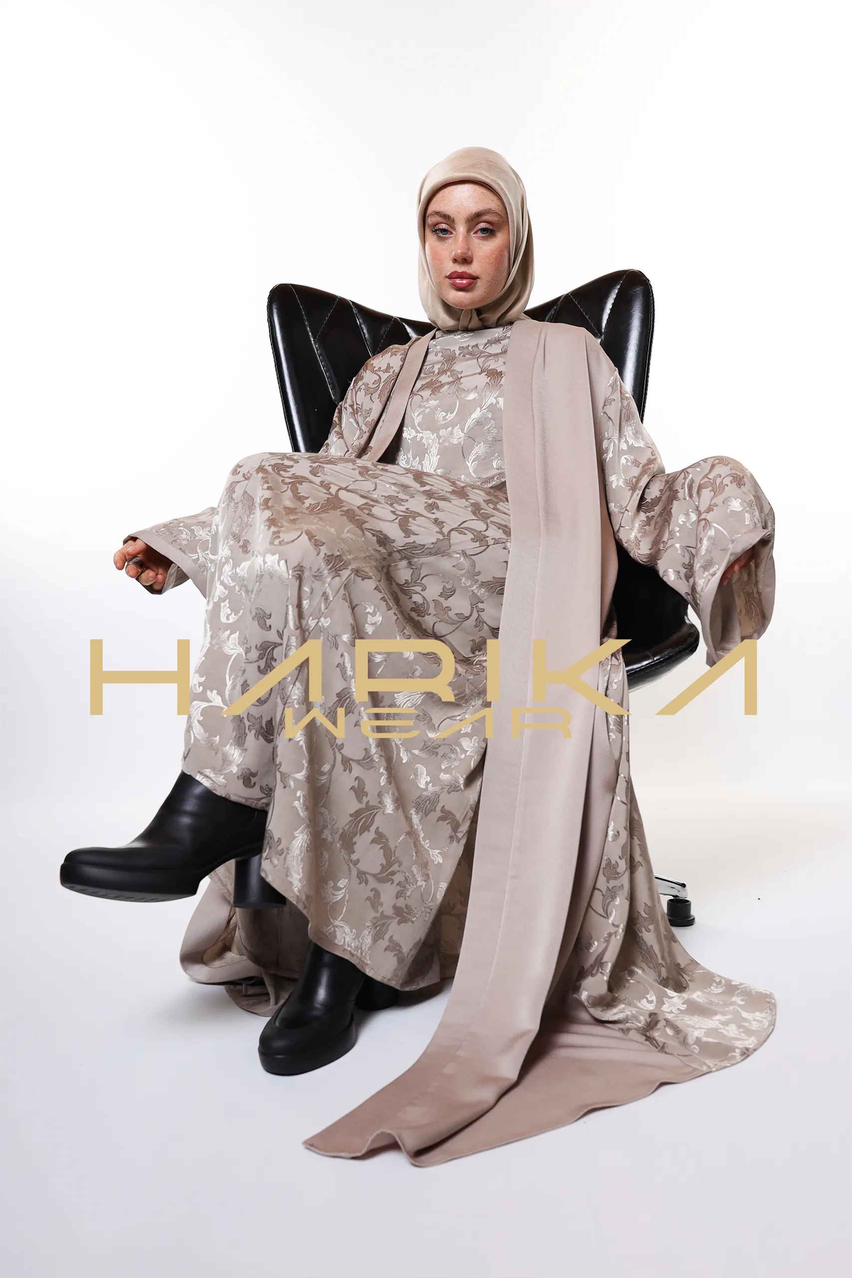 Beige Premium Jessica silk Abaya(Only abaya)
