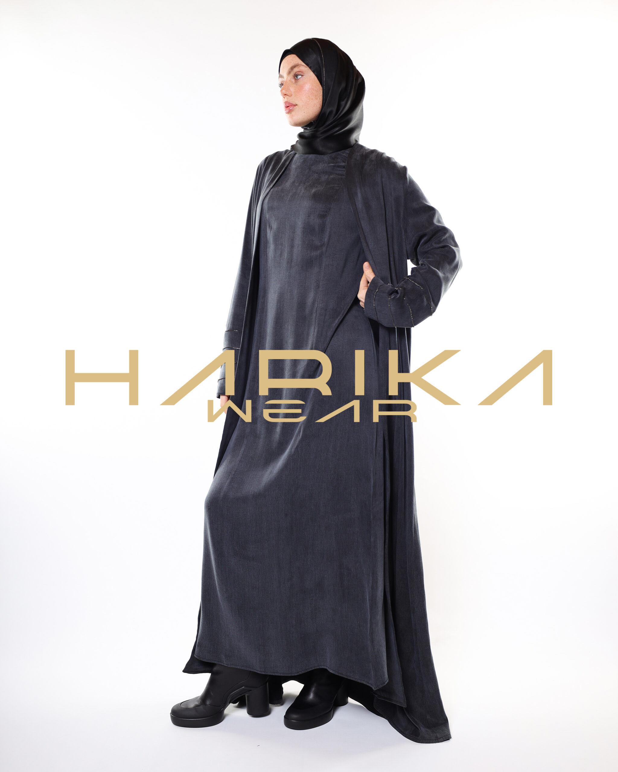 Black Kobra Practical Luxury in Modest Style 3 Piece Abaya Set (Abaya-dress-scarf) - Image 23