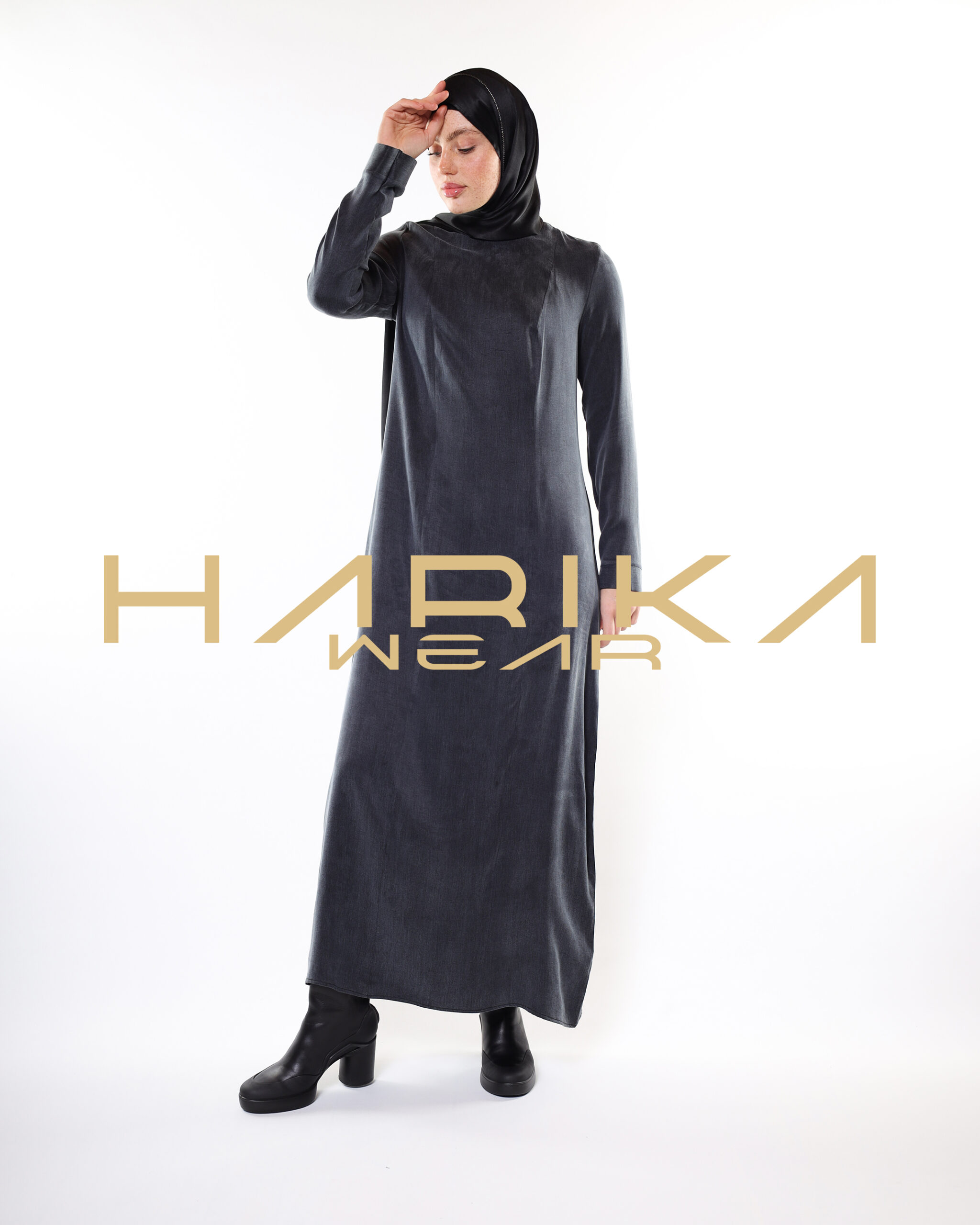 Black Kobra Practical Luxury in Modest Style 3 Piece Abaya Set (Abaya-dress-scarf) - Image 4