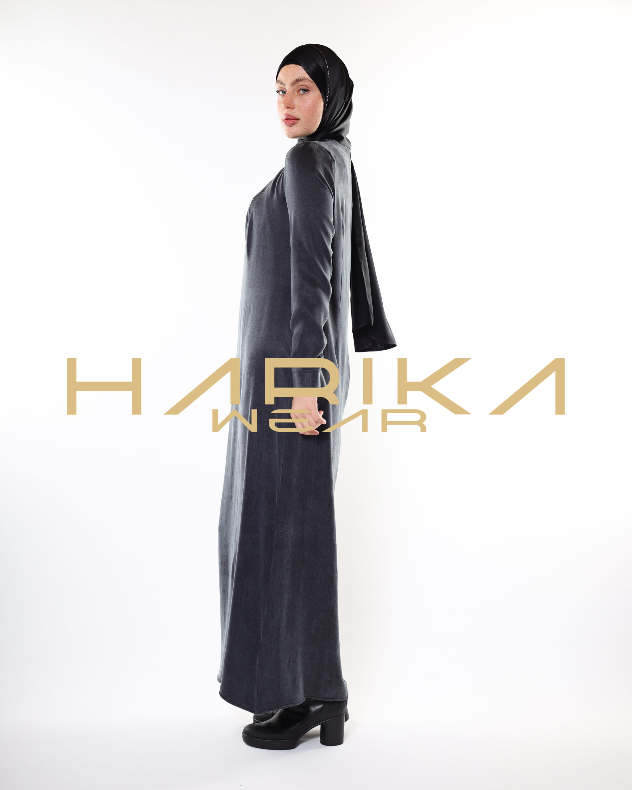 Black Kobra Practical Luxury in Modest Style 3 Piece Abaya Set (Abaya-dress-scarf) - Image 5