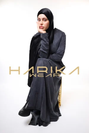 Black Kobra Practical Luxury in Modest Style 3 Piece Abaya Set (Abaya-dress-scarf)