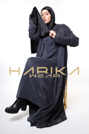 Black Cobra Fabric Abaya – Elegant and Comfortable Modest Outfit
