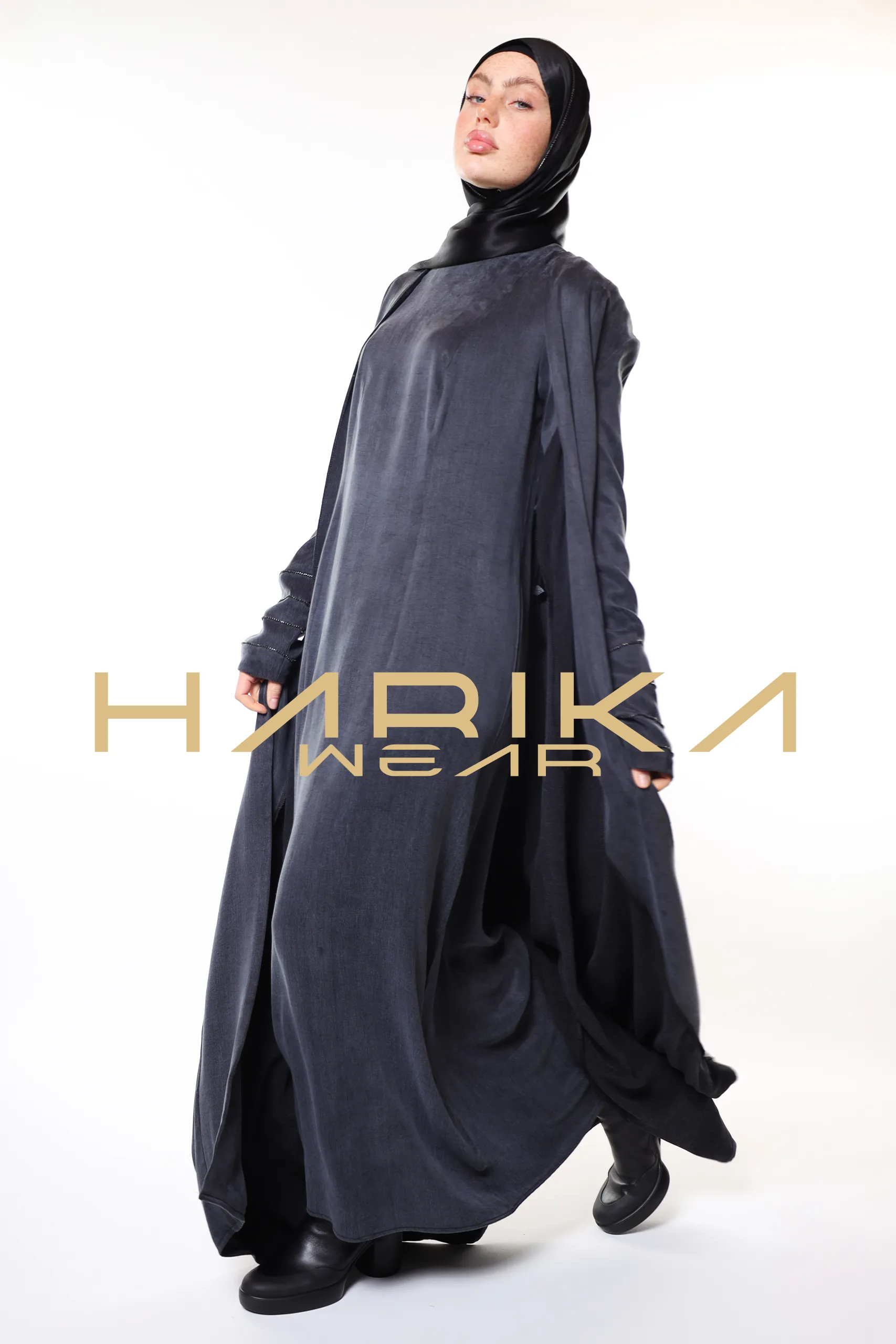 Black Cobra Fabric Abaya – Elegant and Comfortable Modest Outfit - Image 6