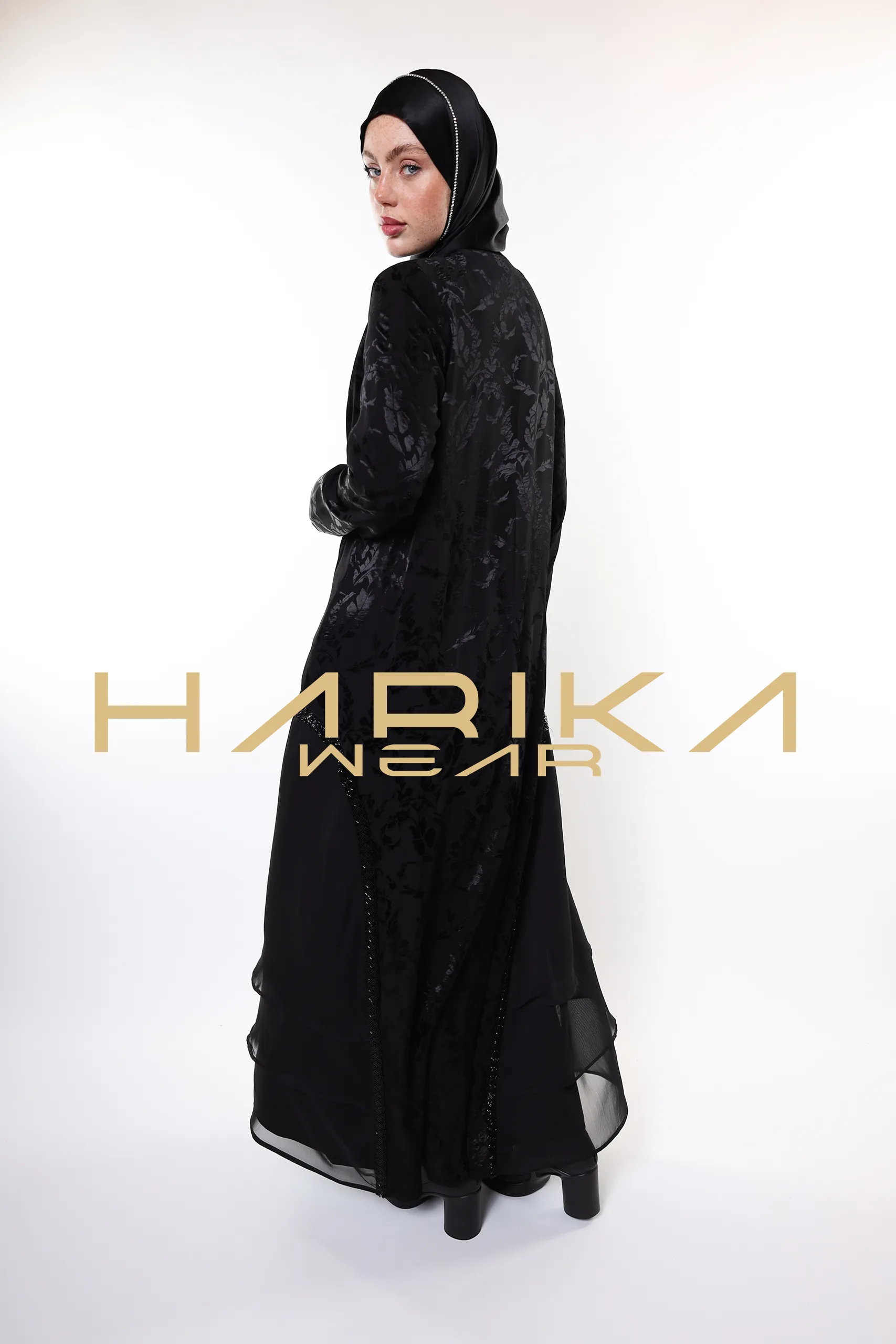 Elegant Black Patterned Abaya – Premium Jessica Fabric | Modest Fashion - Image 7