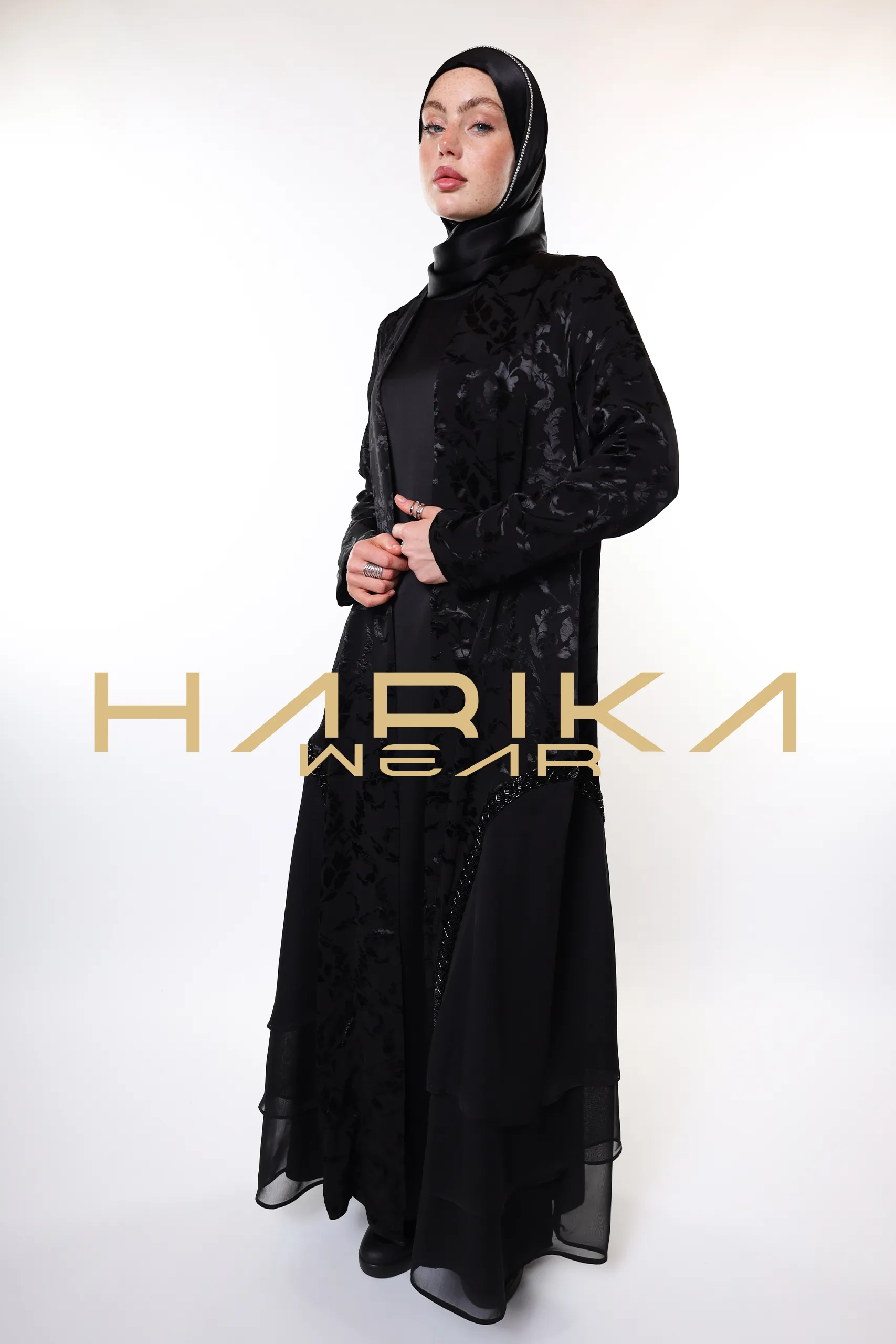 Elegant Black Patterned Abaya – Premium Jessica Fabric | Modest Fashion - Image 8