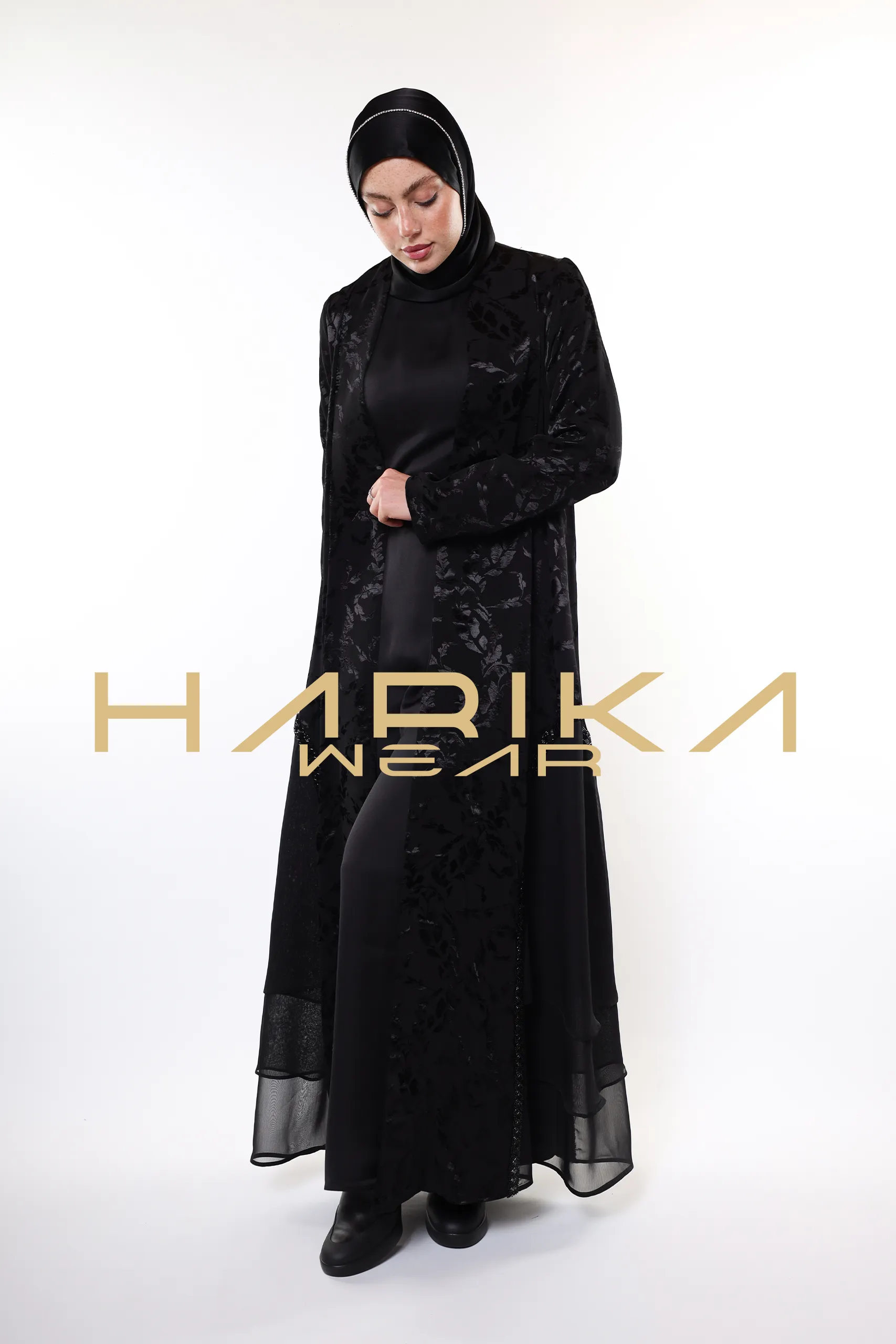Elegant Black Patterned Abaya – Premium Jessica Fabric | Modest Fashion - Image 15