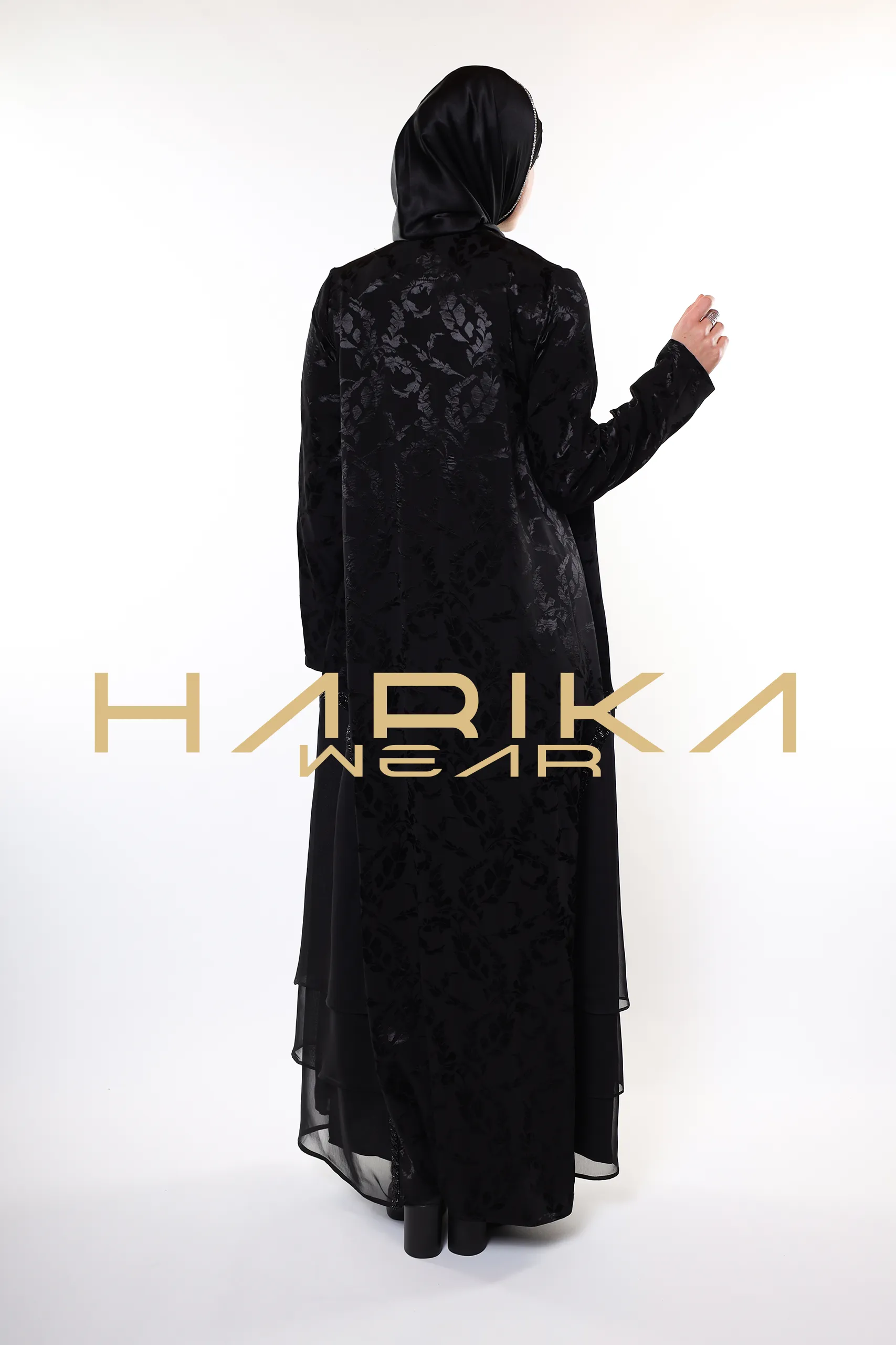 Elegant Black Patterned Abaya – Premium Jessica Fabric | Modest Fashion - Image 2