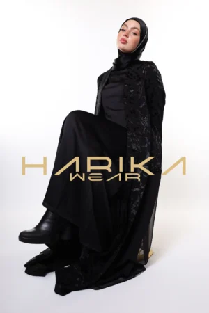 Elegant Black Patterned Abaya – Premium Jessica Fabric | Modest Fashion