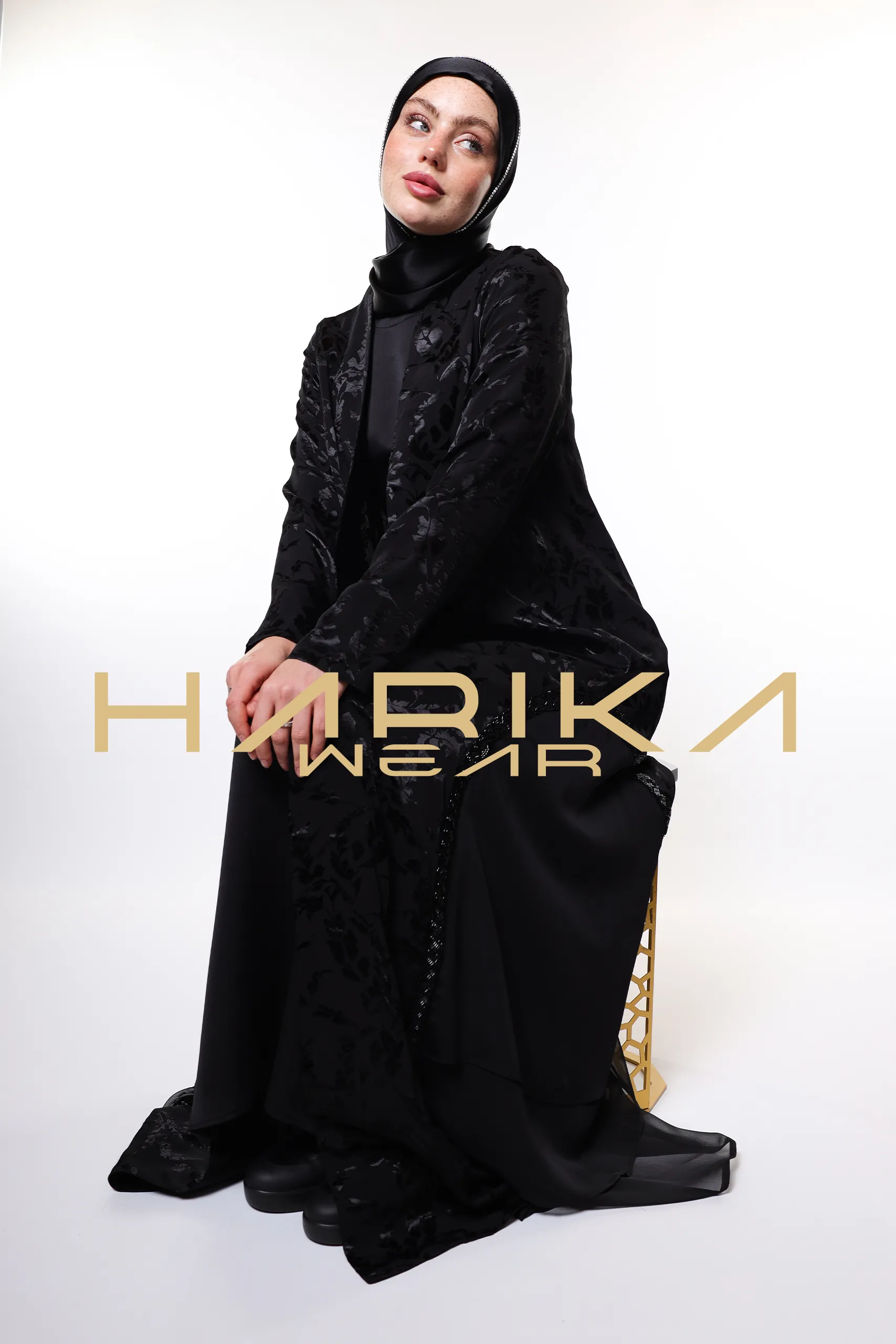 Elegant Black Patterned Abaya – Premium Jessica Fabric | Modest Fashion - Image 5